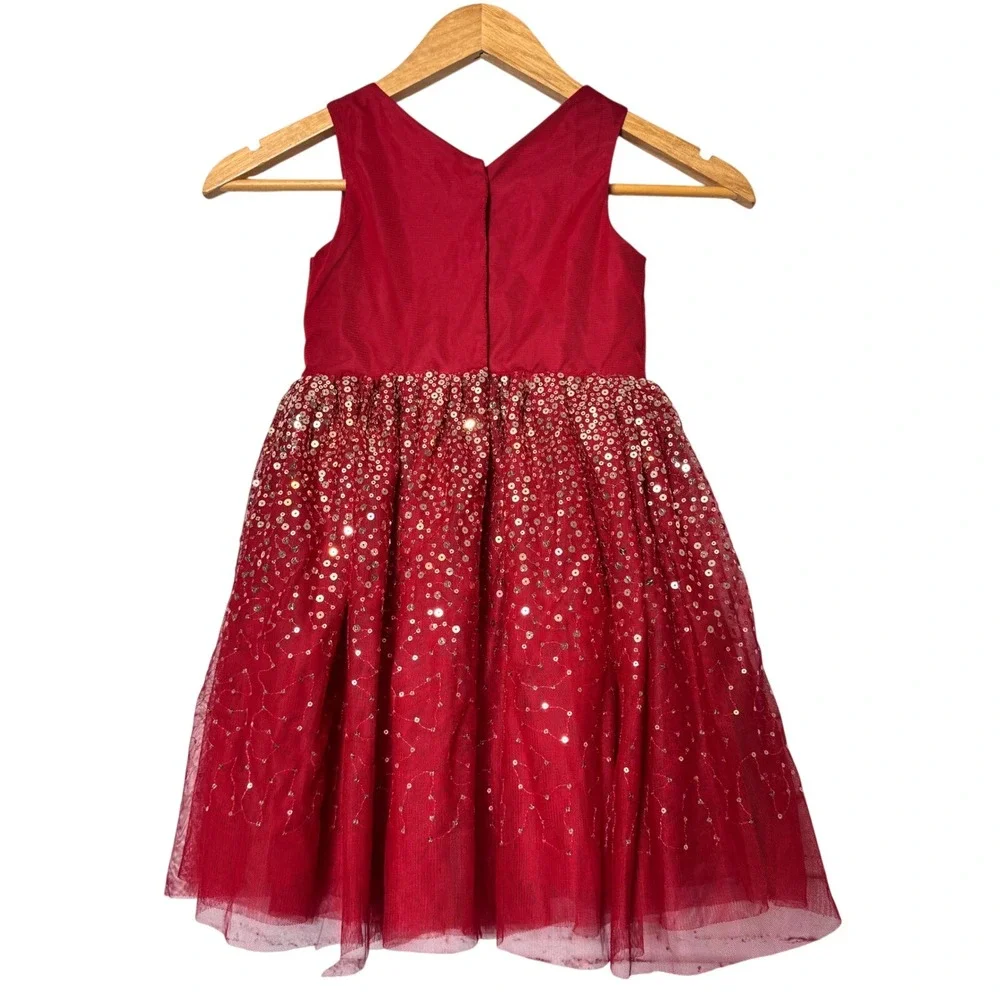 H&M‎ Girls Red Sequin Tulle Party Dress Size 4T Sparkle Formal